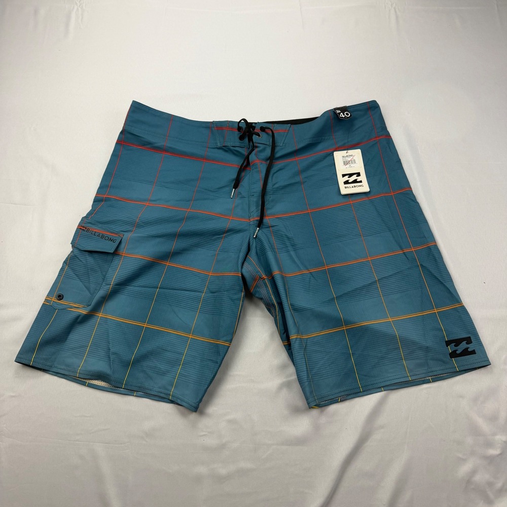 Billabong Board Shorts Mens 40 Petrol Blue All Day Plaid X Platinum X Swim Trunk